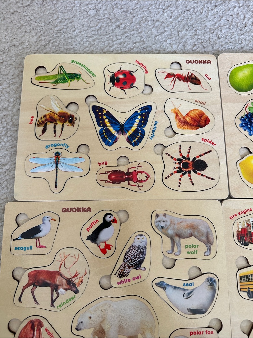 Wooden Toddler Puzzle Set – Animals, Fruits, Vehicles & More | Montessori Learni - Picture 5 of 10